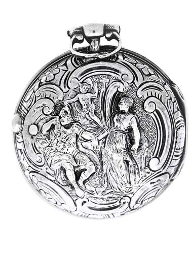 Silver Repousse Verge Pocket Watch