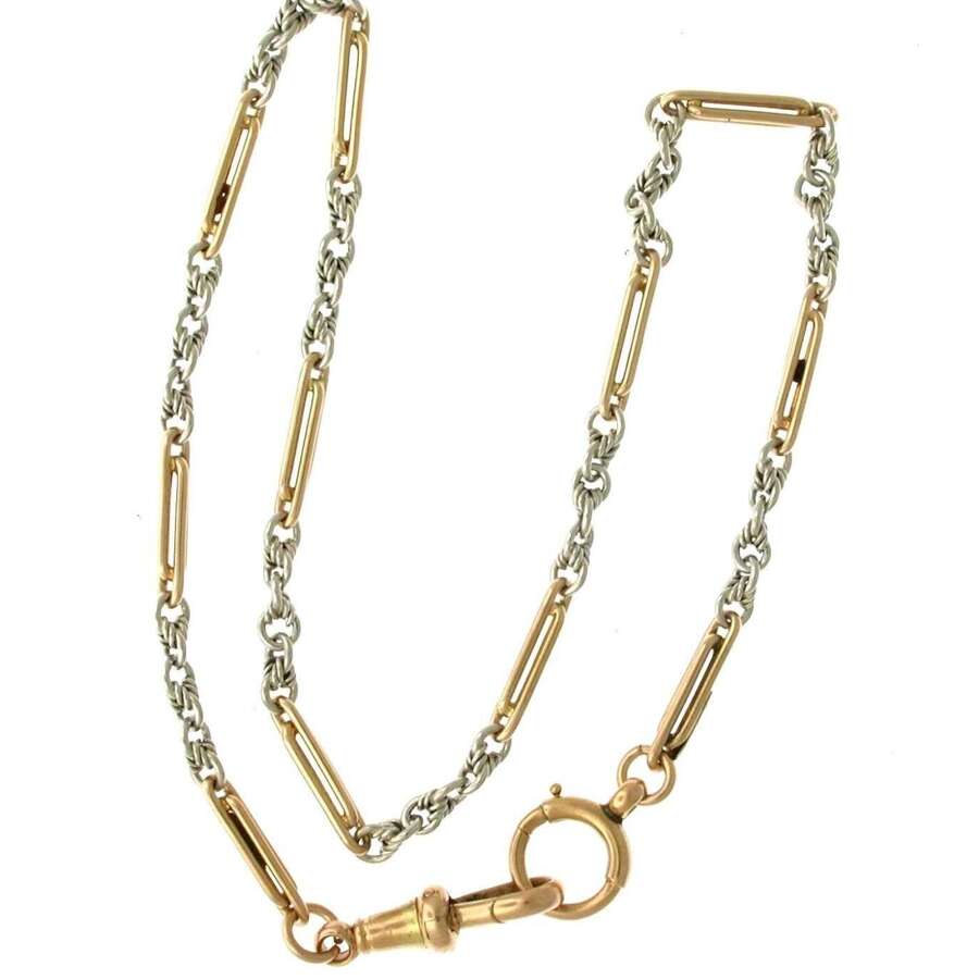 18kt Gold Two Tone Watch Chain