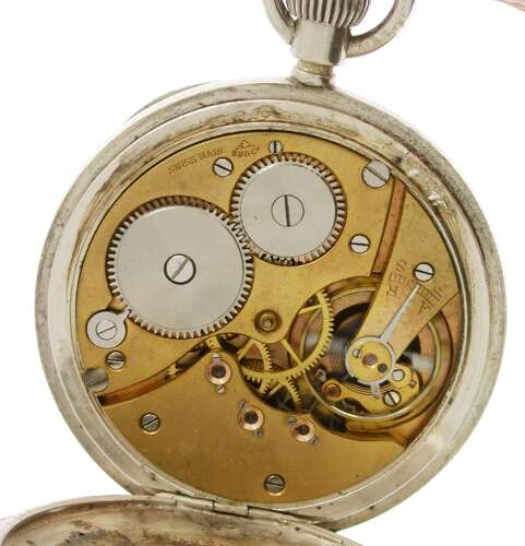 Silver Stauffer Open Face Pocket Watch Swiss 1918