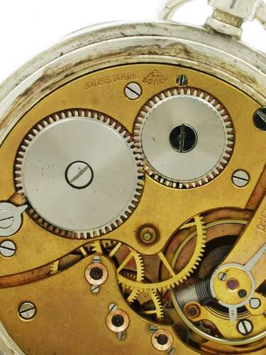 Silver Stauffer Open Face Pocket Watch Swiss 1918