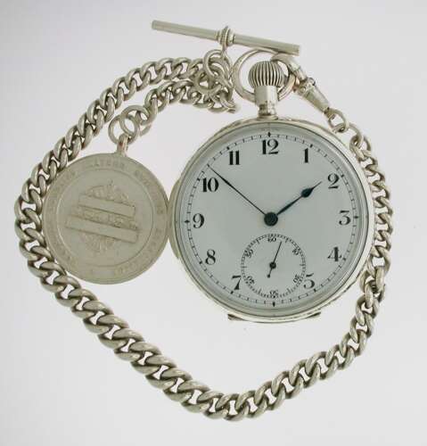 Silver Stauffer Open Face Pocket Watch Swiss 1918