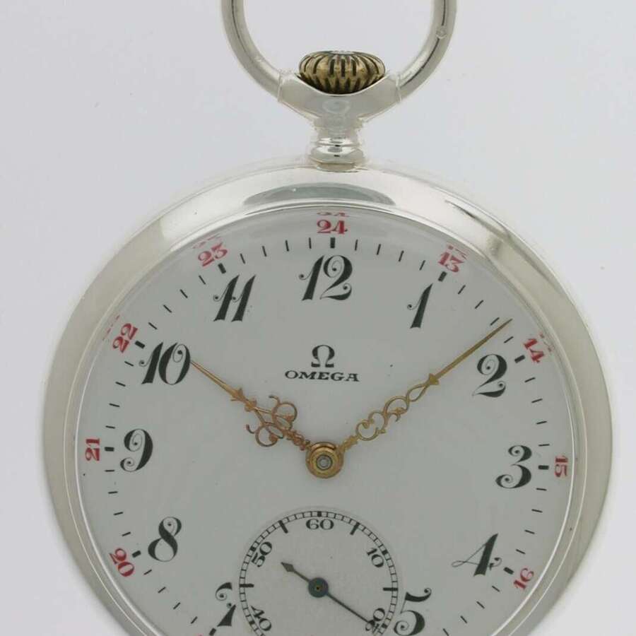 Omega Silver Open-face Pocket Watch  Made in Switzerland c.1927