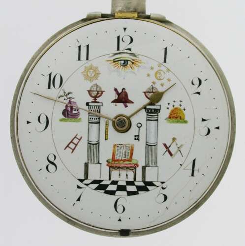 Silver Masonic Pair of Cased Verge Pocket Watch