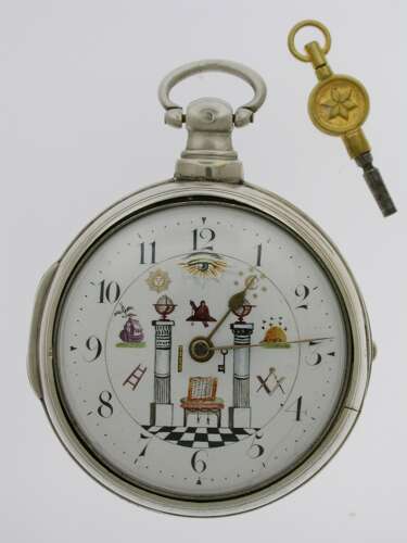 Silver Masonic Pair of Cased Verge Pocket Watch