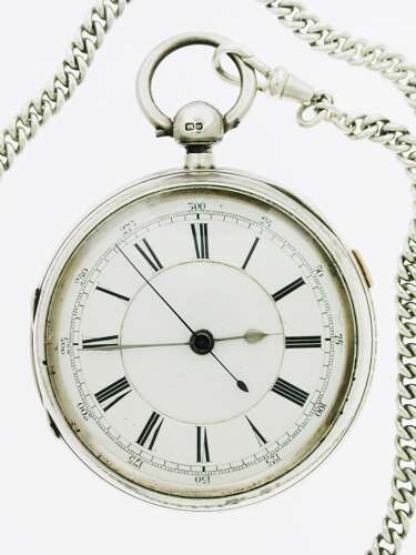 Silver Chronograph PW %26 Albert Chain, Chester - 1896