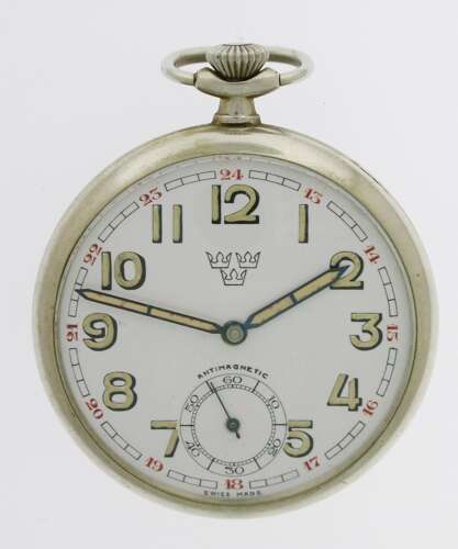 Unique Swedish Military Steel Pocket Watch 1942