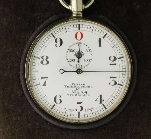 Venner Time Switches Stopwatch Steel Pocket Watch Swiss 1920