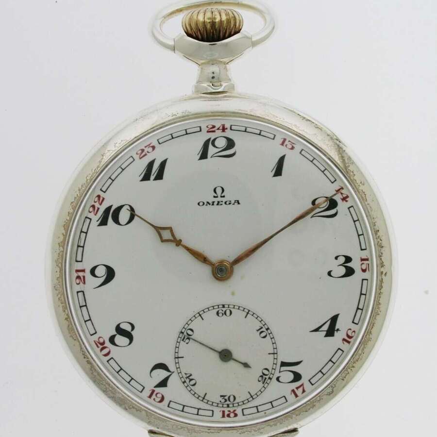 Original 0.800 Omega Silver Pocket Watch  Circa 1920s