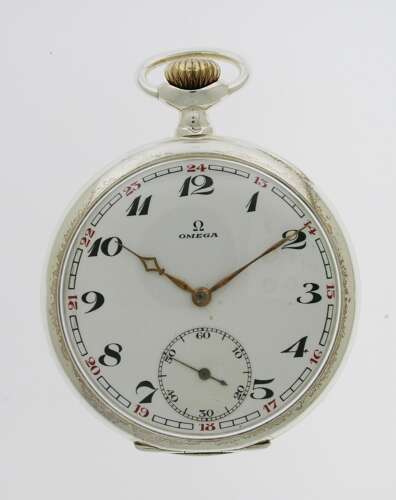 Original 0.800 Omega Silver Pocket Watch  Circa 1920s
