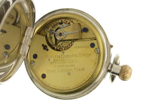 Silver J.W. Benson O/F Top Wind Lever P/W 1890