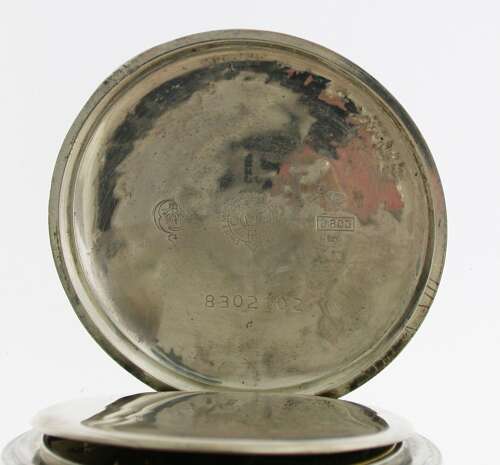 Antique Omega Silver Open Face Pocket Watch Swiss 1925 with chain