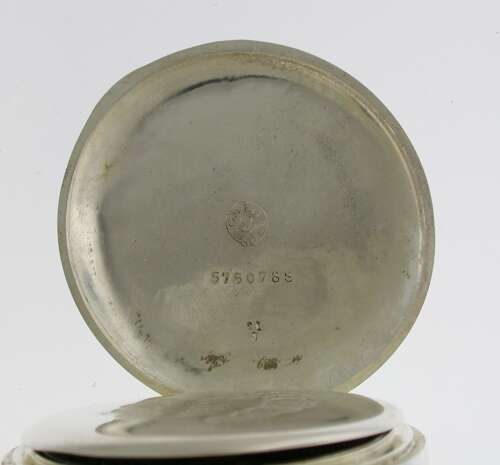 Antique Omega Steel Open Face Pocket Watch Swiss 1913 with Chain