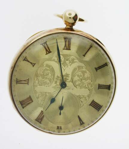 Superb Yellow Gilt Open Face Detached Lever Pocket watch 1860s