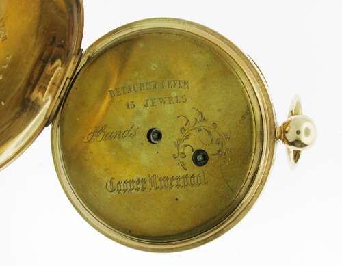Superb Yellow Gilt Open Face Detached Lever Pocket watch 1860s