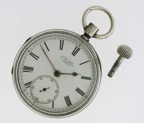 Unique key wind Silver Lund and Bros Pocket Watch 1883