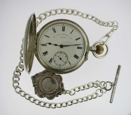 Antique Silver BENNETT Gent's Half Hunter Pocket Watch English London 1911