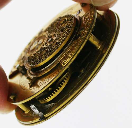 Rare George Graham London Verge Movement c.1780 – Admiral Nelson Engraved Medalion” with k