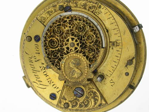 Rare George Graham London Verge Movement c.1780 – Admiral Nelson Engraved Medalion” with k