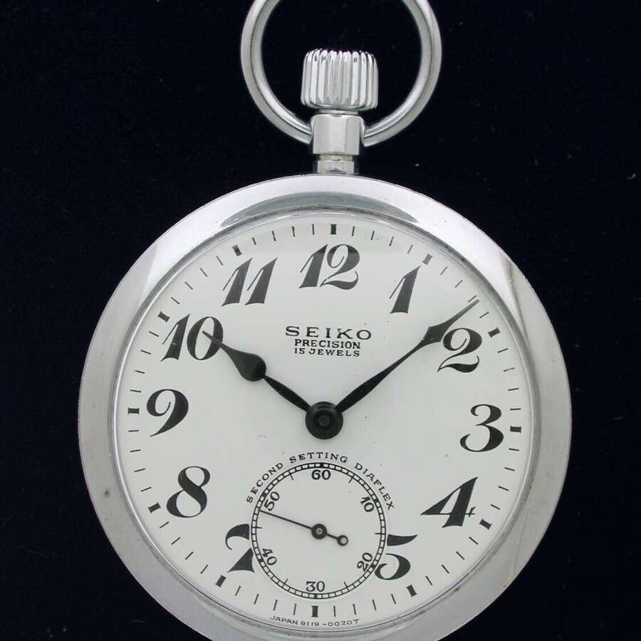 Seiko Precision 15-Jewel Pocket Watch Diaflex Shock Protection 1970s