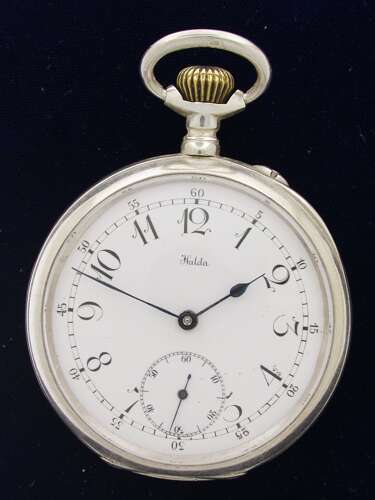 Silver Halda Swedish Open Face  Pocket Watch 1900