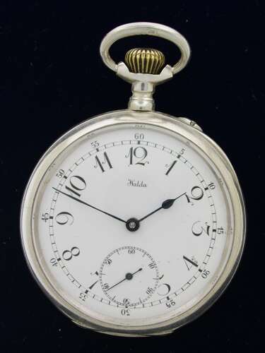 Silver Halda Swedish Open Face Pocket Watch 1900