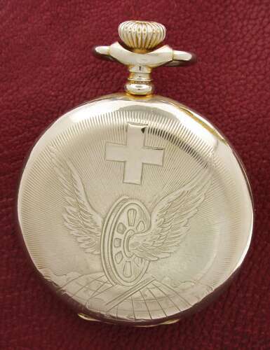 Swiss Railway Chronometer Postala Steel Open Face Pocket Watch 1900s