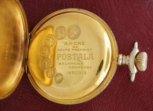 Swiss Railway Chronometer Postala Steel Open Face Pocket Watch 1900s