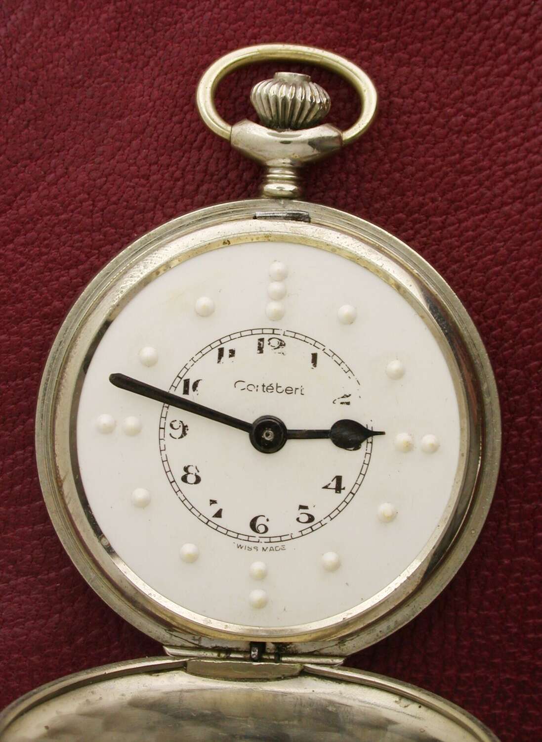 Corterbert Braille Full Hunter Swiss Pocket Watch - 1950s