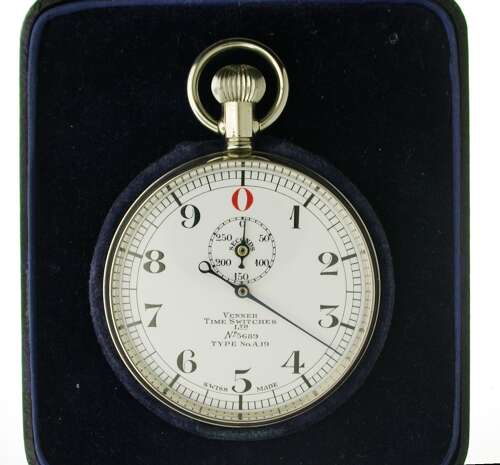 Venner Time Switches Ltd Split-Second NOS Stopwatch Steel Pocket Watch Swiss 1930