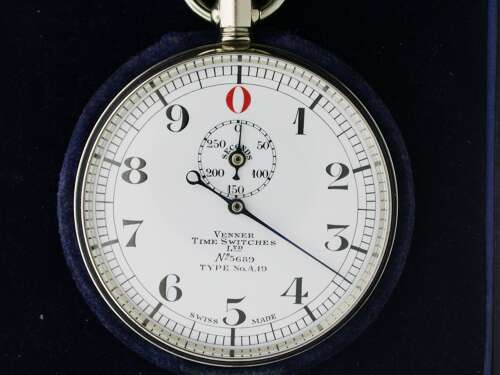 Venner Time Switches Ltd Split-Second NOS Stopwatch Steel Pocket Watch Swiss 1930