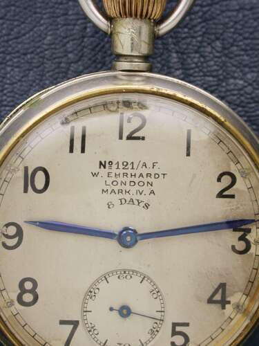 Rare W. Ehrhardt London Military Mark IVA 8-Day Pocket Watch circa 1920s