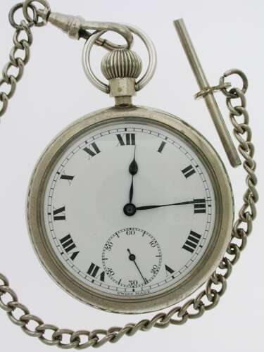 Military Pocket Watch Swiss made Circa 1950  with chain