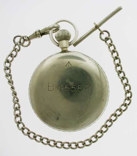 Military Pocket Watch Swiss made Circa 1950  with chain