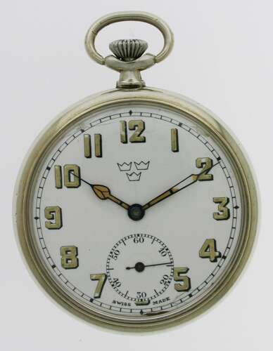 Unique Swedish Military Steel Pocket Watch 1942