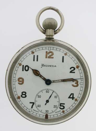 Helvetia WWll Military Army Pocket Watch Swiss 1942