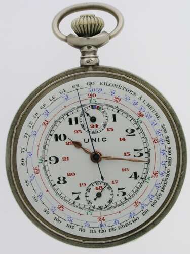 Rare Unic Silver 0.800 Four colour Chronograph Pocket Watch C.1928