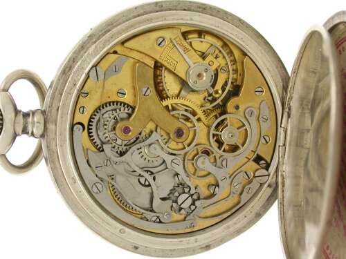 Rare Unic Silver 0.800 Four colour Chronograph Pocket Watch C.1928