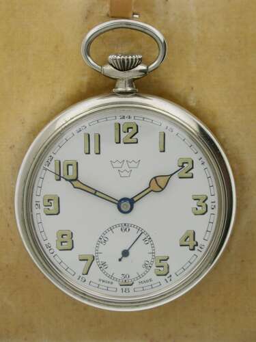 Unique Swedish Military Steel Pocket Watch 1942