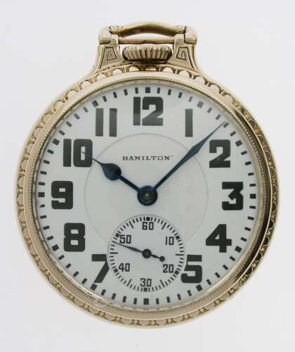 Hamilton 10K Gold-filled Railroad Model Pocket Watch - USA circa 1915