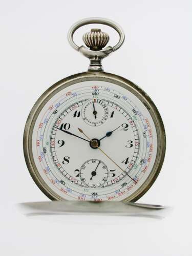 Rare Silver 0.900 Four colour Chronograph Pocket Watch C.1928