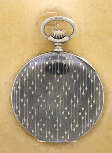 Silver Niello Swiss Railroad Pocket Watch 1920s