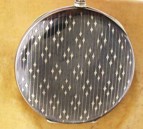 Silver Niello Swiss Railroad Pocket Watch 1920s
