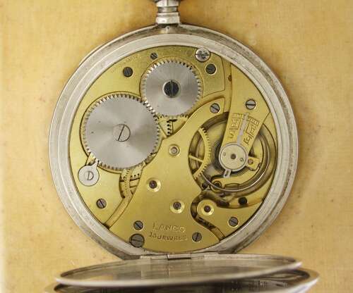 Silver Niello Swiss Railroad Pocket Watch 1920s