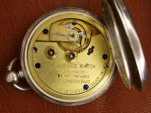 English J.W. BENSON Silver Open Face Pocket Watch London 1895